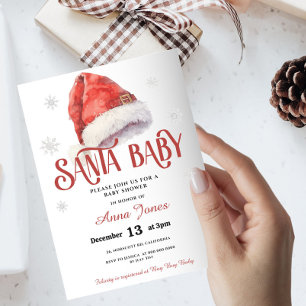 Jolly Santa Hat Baby Shower  Invitation
