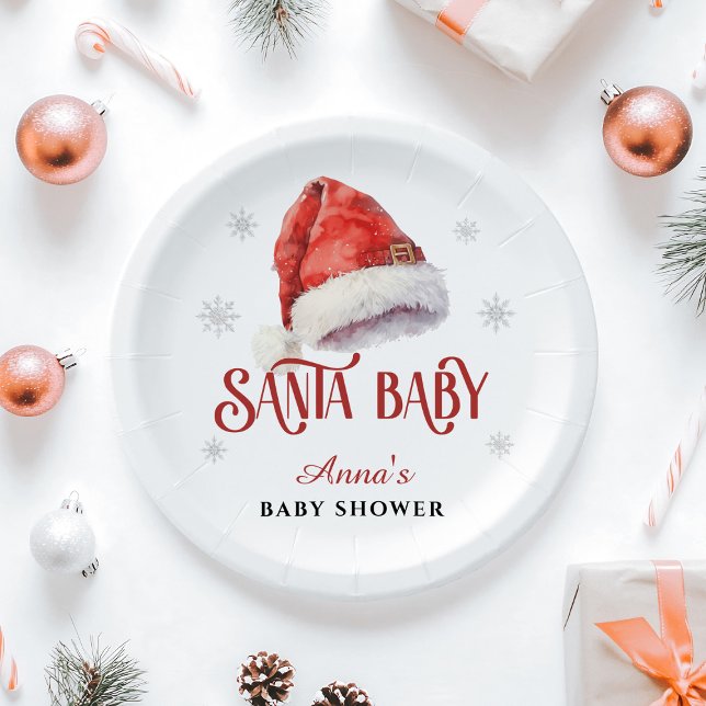 Jolly Santa Hat Baby Shower  Paper Plate (Creator Uploaded)
