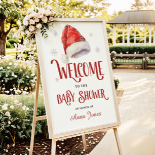Jolly Santa Hat Baby Shower Welcome Sign