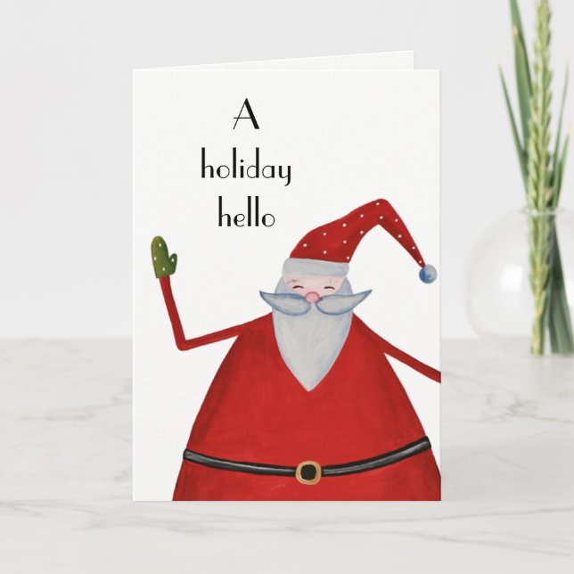 Jolly Santa Holiday Hello Fun Christmas Greeting (Front)