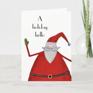Jolly Santa Holiday Hello Fun Christmas Greeting Card