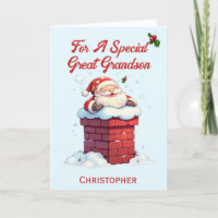Jolly Santa in Chimney Great Grandson Christmas