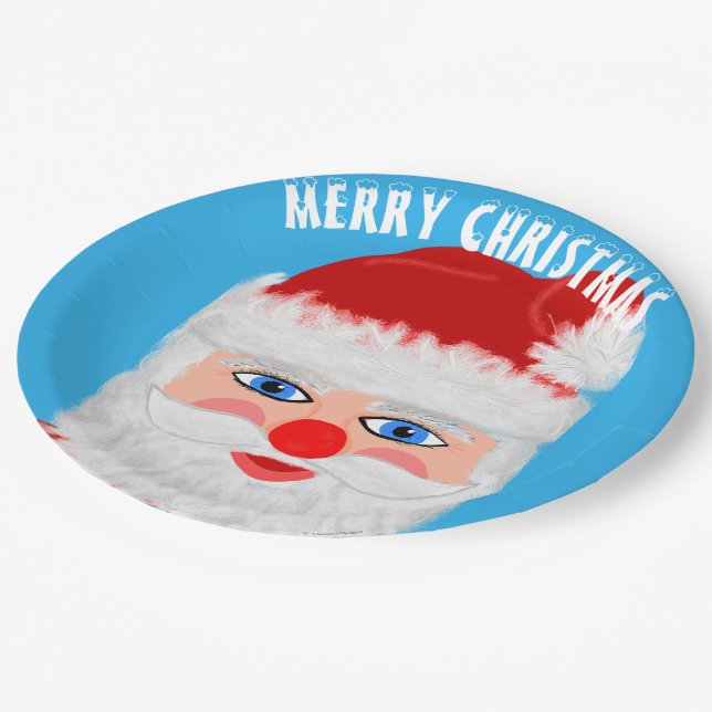 Jolly Santa Merry Christmas Paper Plate (Angled)