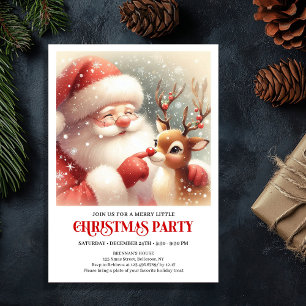 Jolly Santa Rudolph Holiday Party Invitation