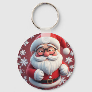 🎅 Jolly Santa Snowflake Holiday Charm ❄️ Key Ring