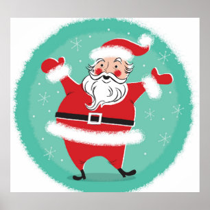 Jolly Santa: vintage Christmas card illustration. Poster