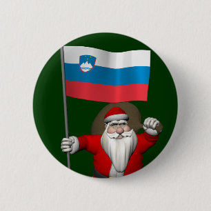 Jolly Santa Visiting Slovenia 6 Cm Round Badge