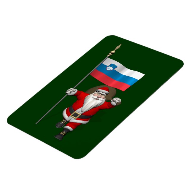 Jolly Santa Visiting Slovenia Magnet (Left Side)