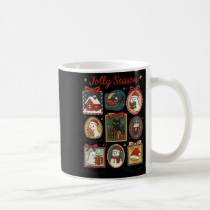 Jolly Season Ghost Cat Santa Christmas Frame Merry Coffee Mug