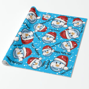 Jolly Smiling Argentina Flag Holiday Wrapping Paper