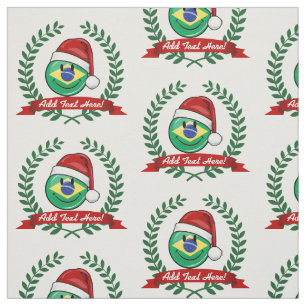 Jolly Smiling Brazilian Flag Christmas Style Fabric
