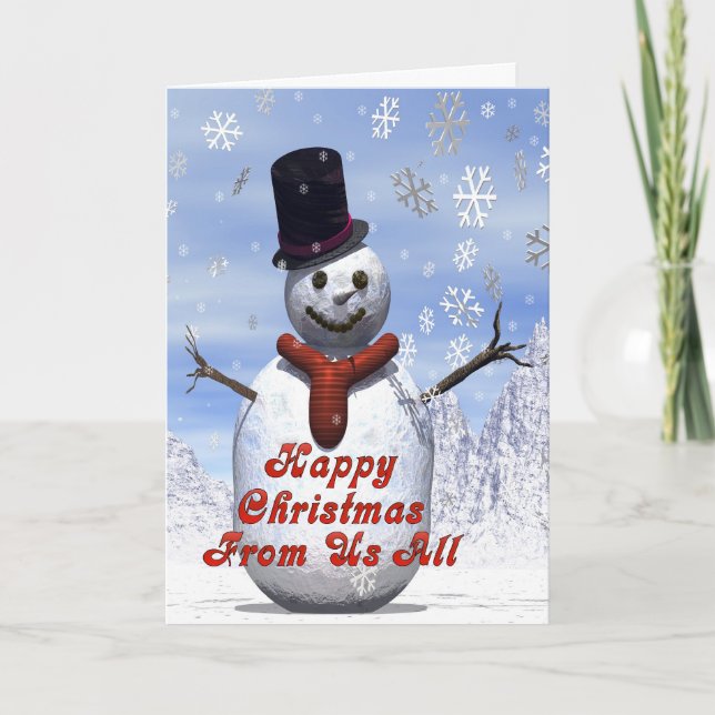 Jolly snowman  Christmas card from us all (Front)