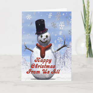 Jolly snowman Christmas card from us all