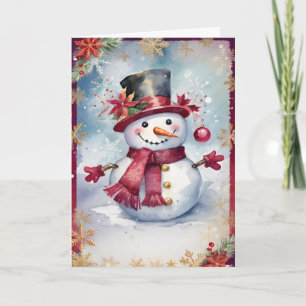 Jolly Snowman Christmas Holiday Card