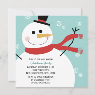 Jolly Snowman Christmas Party Invitation