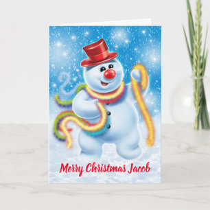 Jolly snowman custom Christmas card