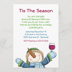 Jolly Snowman Holiday Cocktail Party Invitation