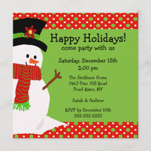 Jolly Snowman Holiday Party Invitation