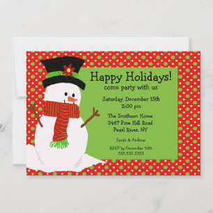 Jolly Snowman Holiday Party Invitation
