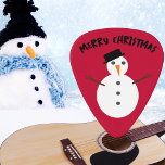 Jolly Snowman Merry Christmas Novelty Festive Red Guitar Pick<br><div class="desc">A bright and festive Christmas guitar pick with a snowman design on a red background and the greeting 'Merry Christmas' at the top. The design appears on both sides of the plectrum. A fun stocking filler gift idea for a keen guitarist,  bass player or guitar teacher.</div>