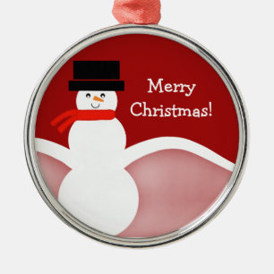 Jolly Snowman Premium Round Ornament