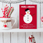 Jolly Snowman Red Cute Personalised Christmas Foil Holiday Card<br><div class="desc">Send festive wishes to friends and family with this snowman Christmas card. The Christmas greetings card features a jolly snowman design on a red background. The text on the card will appear in your own choice of gold, silver or rose gold foil. Click on 'Personalise' to add your own chosen...</div>