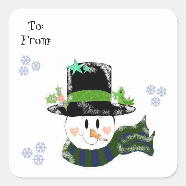Jolly Snowman Square Sticker (Front)