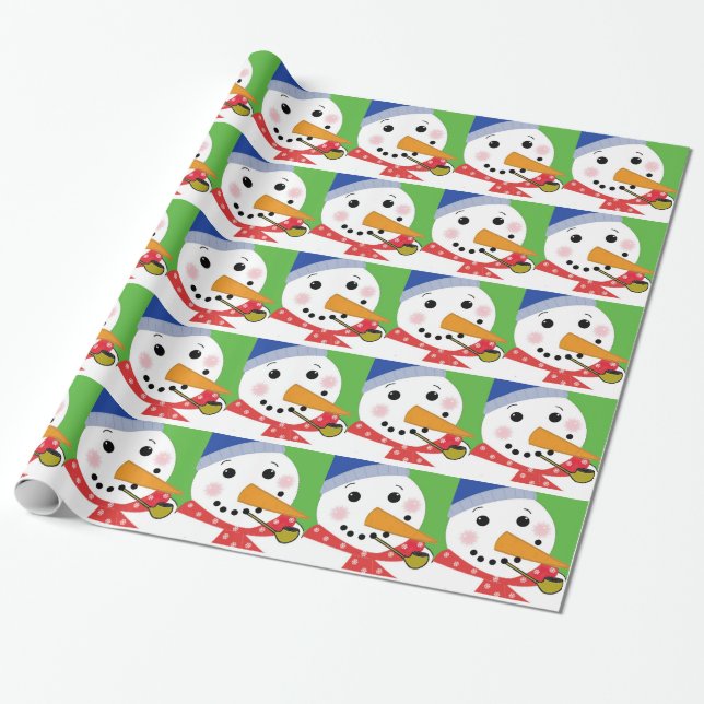 Jolly Snowman Wrapping Paper (Unrolled)