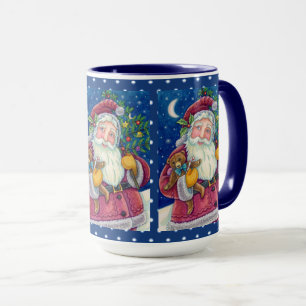 JOLLY ST NICK & TEDDYBEAR, OLD FASHIONED CHRISTMAS MUG