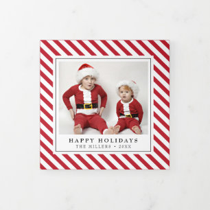 Jolly Stripes Christmas Holiday Trifold Photo Card