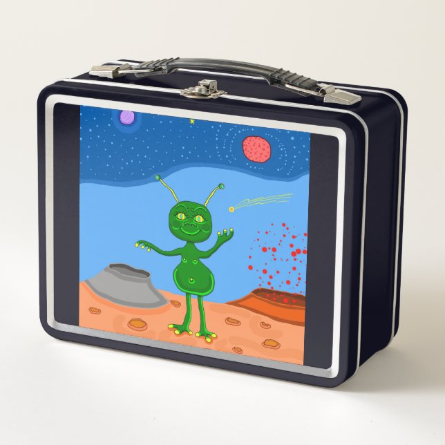 Jolly the Cute Alien Metal Lunch Box (Front)