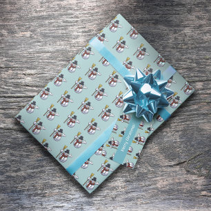 Jolly Top Hat Snowman Christmas Pixel Art Pattern Wrapping Paper