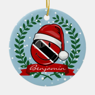 Jolly Trinidad Flag Christmas Style Ceramic Tree Decoration