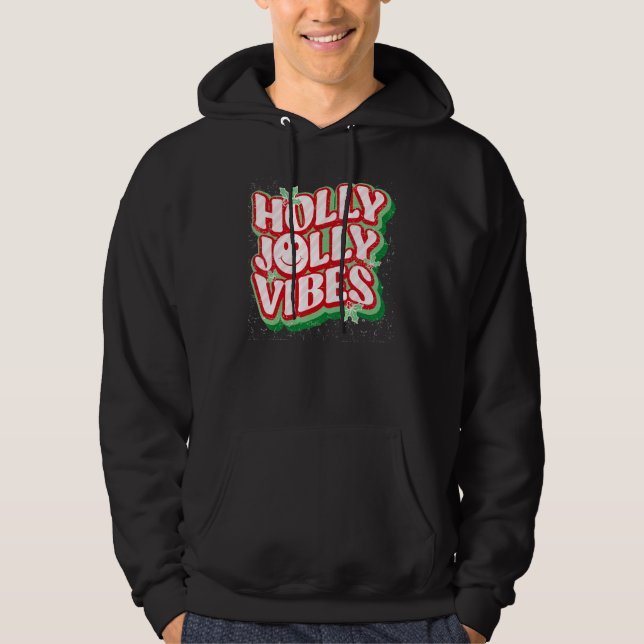 Jolly Vibes Retro Christmas Babe Holiday Xmas Hoodie (Front)