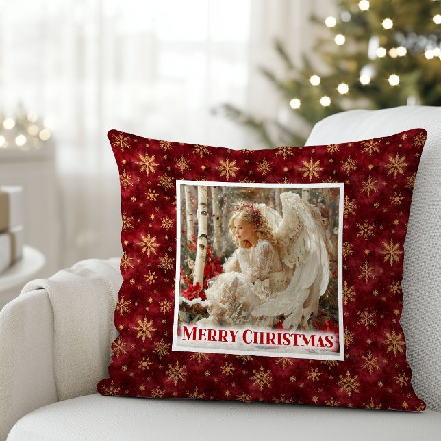 Jolly Victorian Angel Red and Gold Holiday Pillow (Jolly Victorian Angel Red and Gold Holiday Pillow)