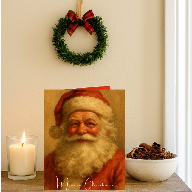 Jolly Vintage Santa Red Suit  Holiday Card (Creator Uploaded)