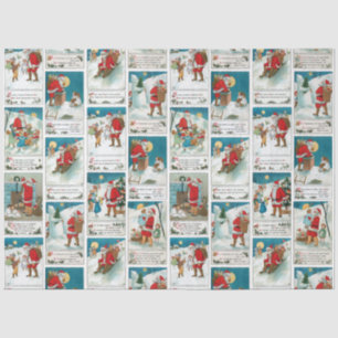 Jolly Vintage Santa Winter Fun Collage Tissue Paper