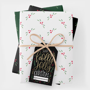 Jolly Wishes Christmas Gift Wrapping Paper Sheets