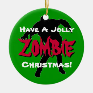 Jolly Zombie Christmas Custom Ornament (Green)