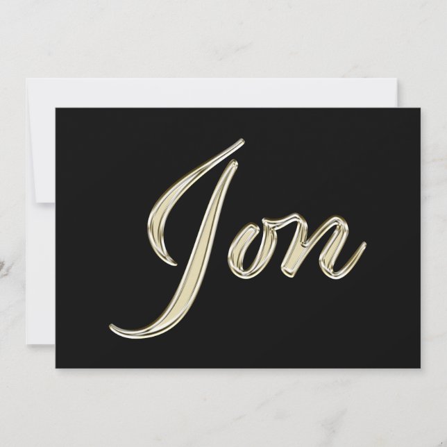 Jon Name white gold Handwriting Card (Front)