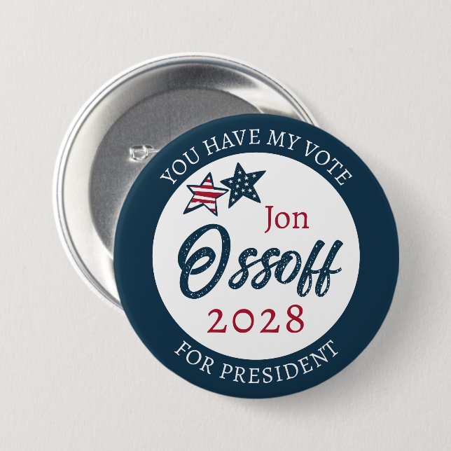 Jon Ossoff for Presdient 2028  7.5 Cm Round Badge (Front & Back)