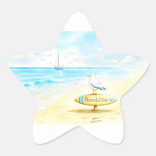 Jon Seagull - Peace & Love  Star Sticker