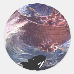 Jonah 1:17 - Jonah and the Whale Classic Round Sticker