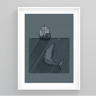 Jonah and the Fish, Jesus WALL ART, Jesus Art Poster