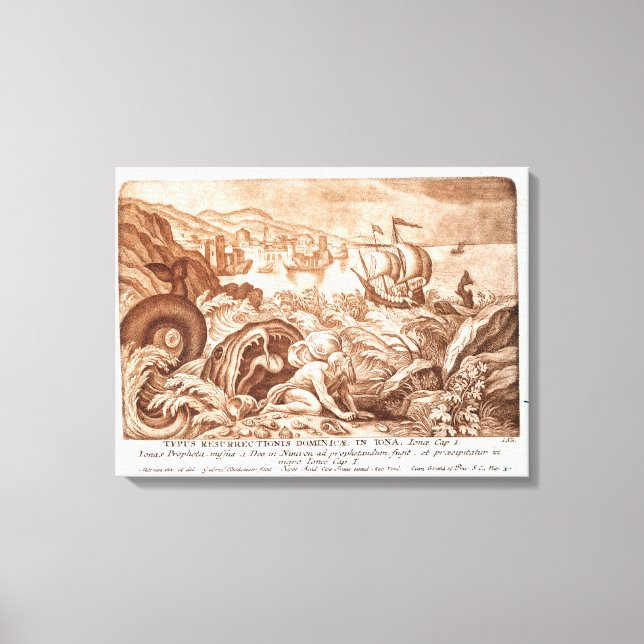 Jonah and the Whale, illustration from a Bible, en Canvas Print (Front)