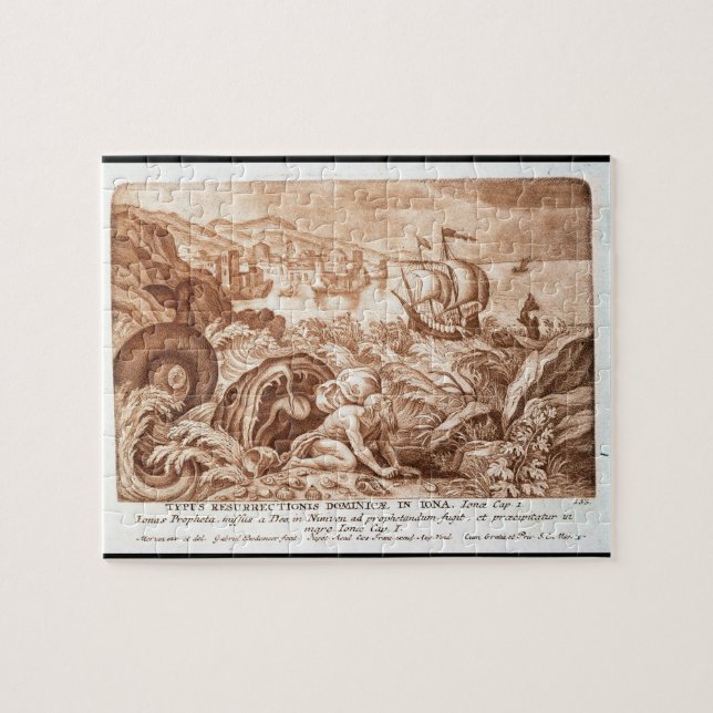 Jonah and the Whale, illustration from a Bible, en Jigsaw Puzzle (Horizontal)
