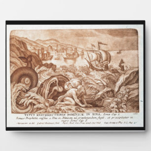 Jonah and the Whale, illustration from a Bible, en Plaque
