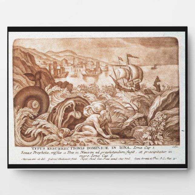 Jonah and the Whale, illustration from a Bible, en Plaque (Front)