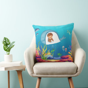 Jonah and the Whale Kids Throw Pillow