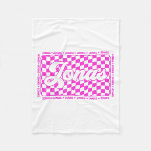 Jonas Chequered First Name I Love Jonas Hearts 80s Fleece Blanket